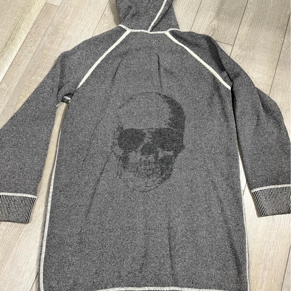 SKULL CASHMERE Long Zip Up Sweater Wool Blend Size Small
